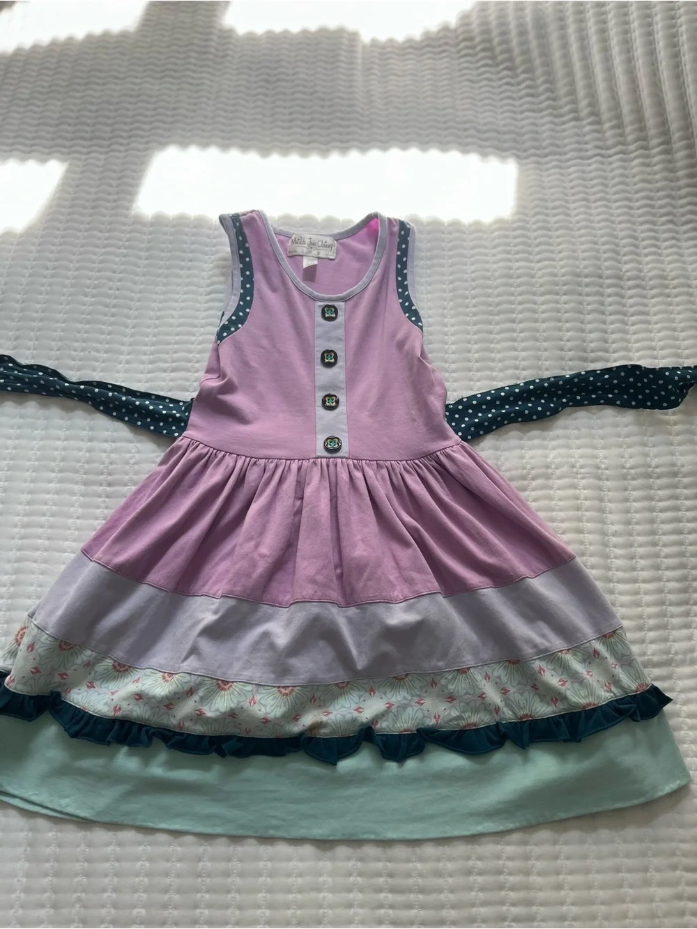 Matilda Jane Pink and Mint Tiered Sleeveless Dress